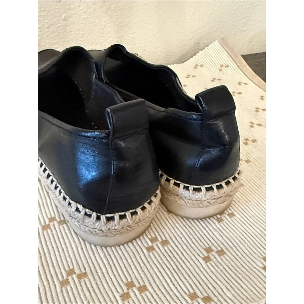 DKNY Black Peep‎ Toe Platform Espadrille Sandals Womens 8